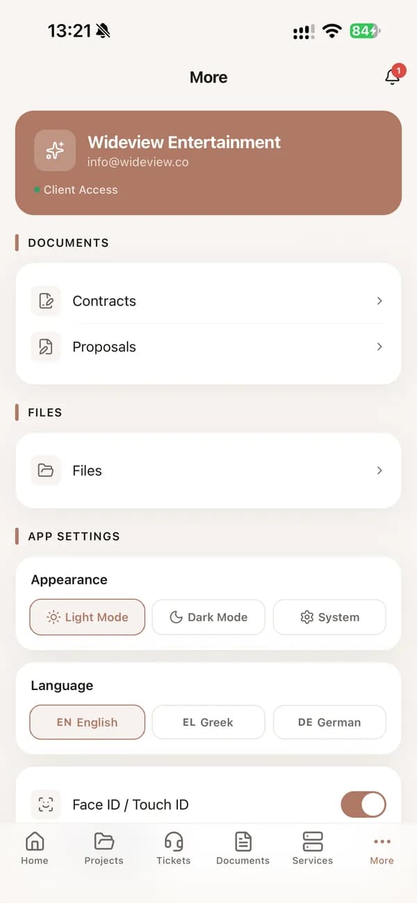 Wideview Support: Documents, files and app settings